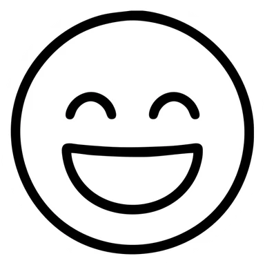 minimal outline laughing face with smiling mouth sticker