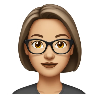 50 years old girl
long brown hair with straight styling
light skin
glasses with refined frame
Brown eyes with cat eye liner sticker