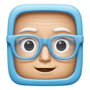 A 3D cartoon sky-blue square spectacle, slightly thick frame, glossy surface, minimal plain background, Memoji-style. Only glasses. sticker