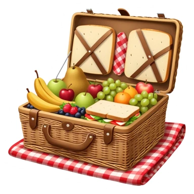 picnic basket with food on a blanket sticker