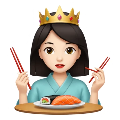 czarnowłosa ksieżniczka je sushi sticker