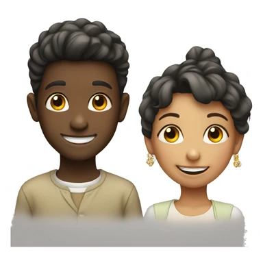 smiling boy and girl with earrings sticker
