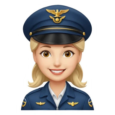 female Pilot wearing a pilot hat sticker