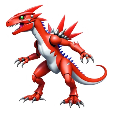 Spiky Cool Edgy Futuristic shiny colorful Digimon-Fakemon-Guilmon-Velociraptor-Mecha full body sticker