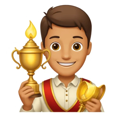 A cartoon character holding a lamp sticker