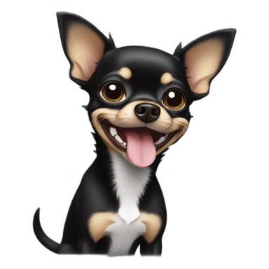 black chihuahua smiling with write arounds its neck sticker