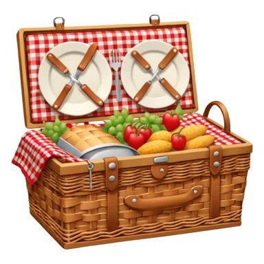 A picnic basket was filled with food sticker