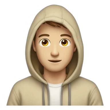 White guy in beige hoodie with brown hair geen eyes hair is one way and a litte to the otherside sticker