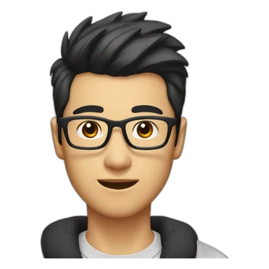 25 year old Asian male with glasses and pompadour hair sticker