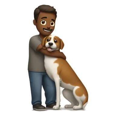 Dog hugs man sticker