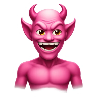 Pink smiling devil sticker