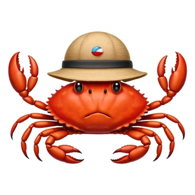 a crab with a hat with written "CARBONFACT" on it sticker