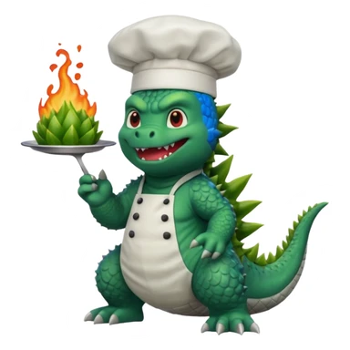 Godzilla that looks like the movies with a chef hat sticker