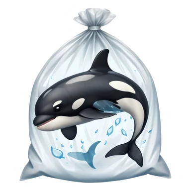 orca stuck in plastic waste bag sticker