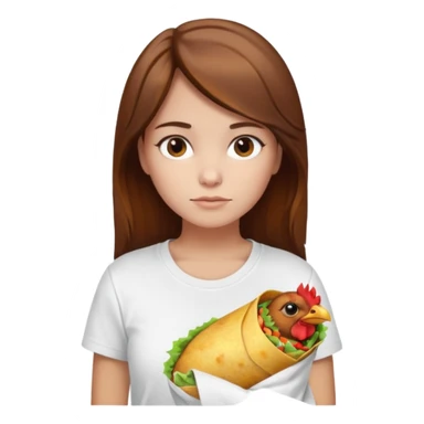 Girl with brown hair "resting chicken burrito face" sticker