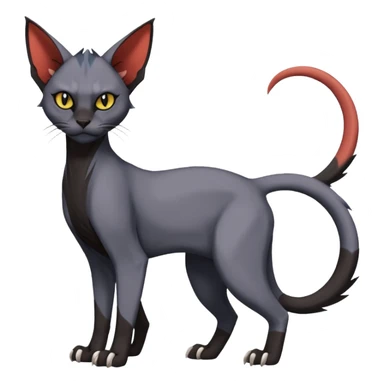 Black edgy Noivern-Torracat-Sphynx-Lykoi-Caracal-cat-Fakemon full-body sticker