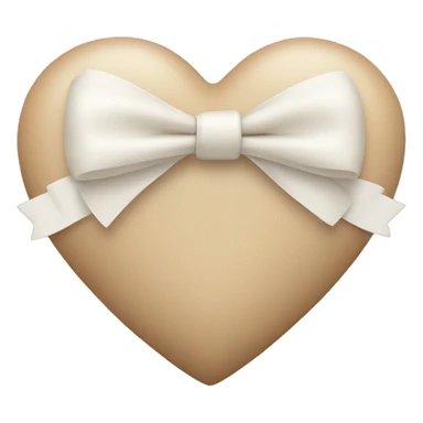 Beige heart with white bow sticker