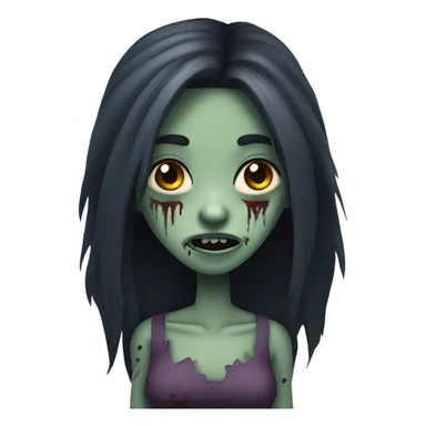 girl zombie with dark long hair sticker