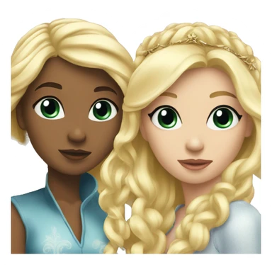 2 women princesses couple blonde kiss sticker