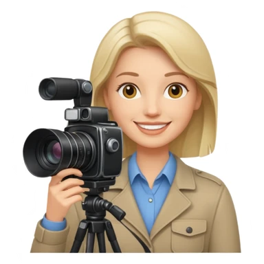 a white journalist with a camera sticker