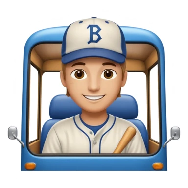 autobus de equipo llevando a egnte de basebal  y un chofer con b en la gorra sticker
