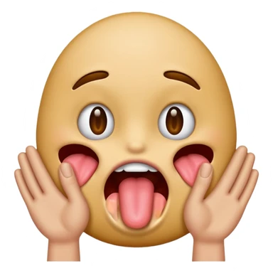 Make me a emoji with a sticking out tounge and two hands be the sides digging in sticker