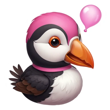 pink puffin blowing hot air from beak sticker