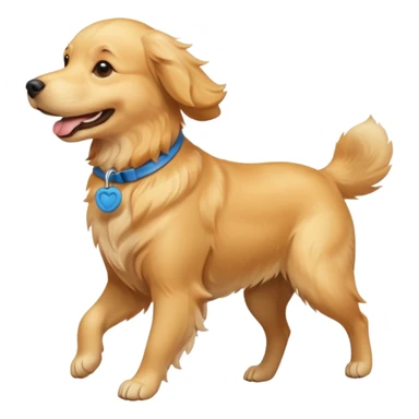 smiling golden retriever carrying a frisbee sticker