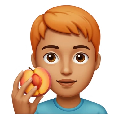 Touching the halved peach with a finger. sticker
