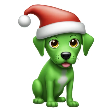 Green dog with alien one eye and wearing a Santa hat sticker