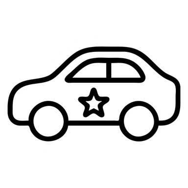 outlined icon of a small star on the glossy black body of a premium vehicle, clean lines, subtle reflections, modern and simple sticker
