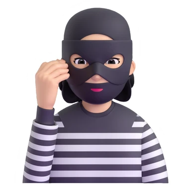 character with black and white striped shirt, black beanie, black mask over eyes sticker