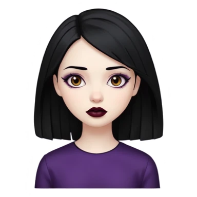 Goth girl black hair brown eyes sticker