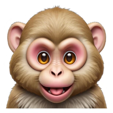 Cinematic Silly Macaque Portrait Emoji, Sporting a comically contorted face with crossed eyes and a tongue playfully sticking out, set against a backdrop of soft, detailed fur and a dynamic, agile build, Simplified yet humorously expressive features, highly detailed, glowing with a warm, jovial glow, high shine, exuberantly playful and cheeky, stylized with an air of quirky primate humor, soft glowing outline, capturing the essence of a silly macaque that appears ready to burst out of the screen with contagious laughter! sticker