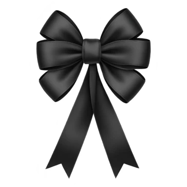 black ribbon tied in a bow, minimal style sticker