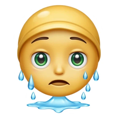 worried WhatsApp emoji face with a drop of water falling down its face sticker