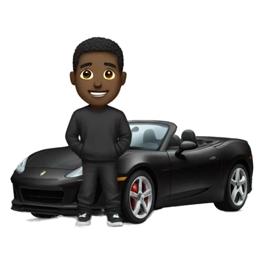 Black sport car with guy who has white cap  sticker