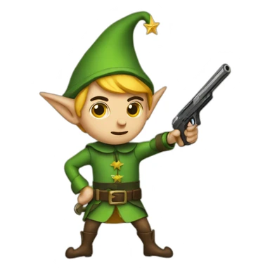 Elf holding a gun sticker