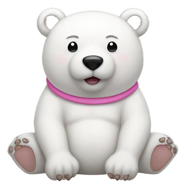 White bear with pink tummy and ears  sticker