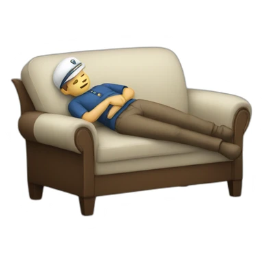 seafarer sleeping on a sofa sticker