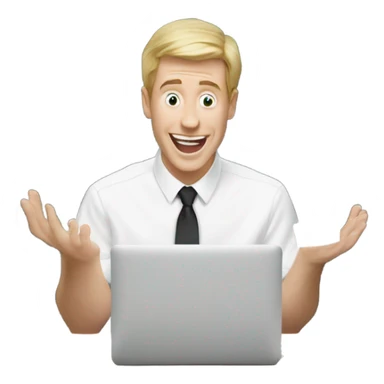 make the emoji in the same style as apple emojis. And the emoji should be a white man collecting emails and in the background it rains emails sticker