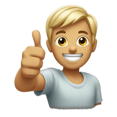 happy boy with short hair giving thumbs up sticker