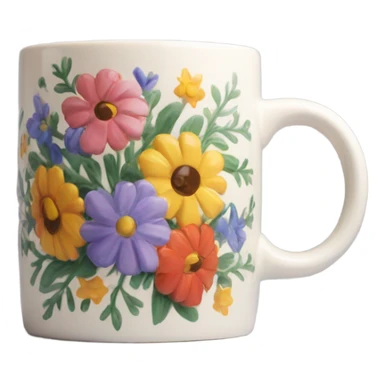 ceramic mug with flowers painted on it sticker