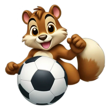 chip and dale caracter playing soccer sticker