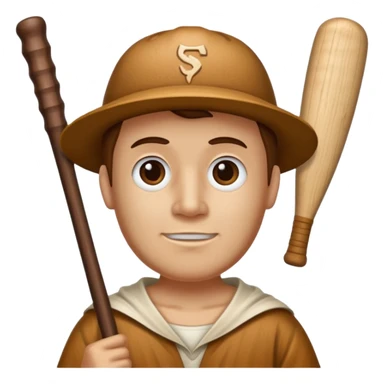A wooden guy with a wooden bat name tung tung tung sahur sticker