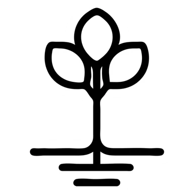 tree growing from the ground, Scandinavian folk art style, minimal detail, traditional neutral folk art palette, suitable for favicon, logo, and emoji sticker