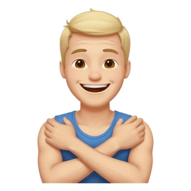 arms crossed holding neck laughing guy sticker