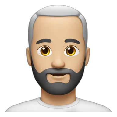 white man with small eyes then black buzz cut and a full black beard sticker