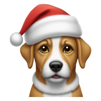 Dog wearing a Santa hat sticker
