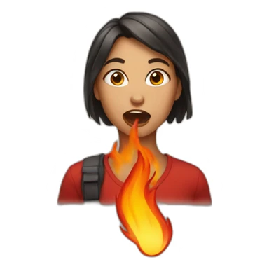 girl with fire on her mouth sticker